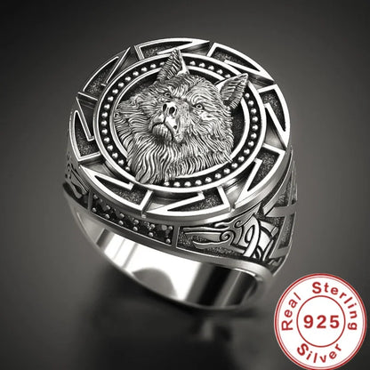 Andara 925 Sterling Silver Ring | Retro Wolf Totem Warrior Ring for Men