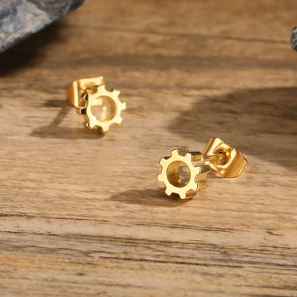 Gold Stud Earrings for Men | Hypoallergenic Stainless Steel Hip Hop Jewelry