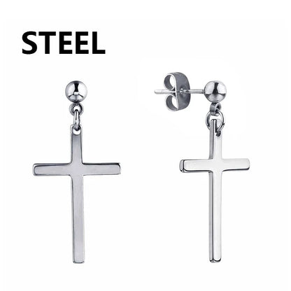 2pc Stainless Steel Cross Earrings Set | Gothic Punk Huggies for Men