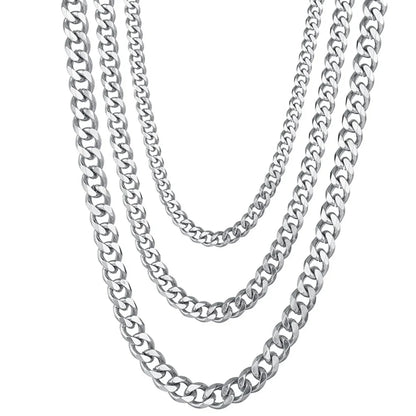 Stainless Steel Cuban Link Chain Necklace for Men | Punk Gold Black Silver