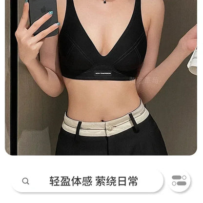 MOYISU Lingerie Women's Summer Traceless Small Bra Pull Together No Underwire Jelly Bar Soft Support Tuck Back Bra Cover