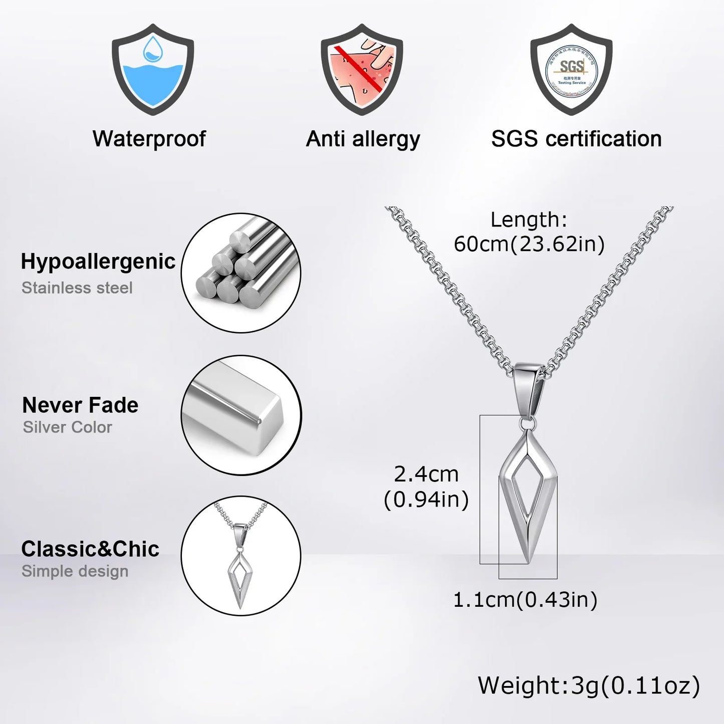 Stainless Steel Four-pointed Star Pendant Necklace | Geometric Collar Jewelry for Men