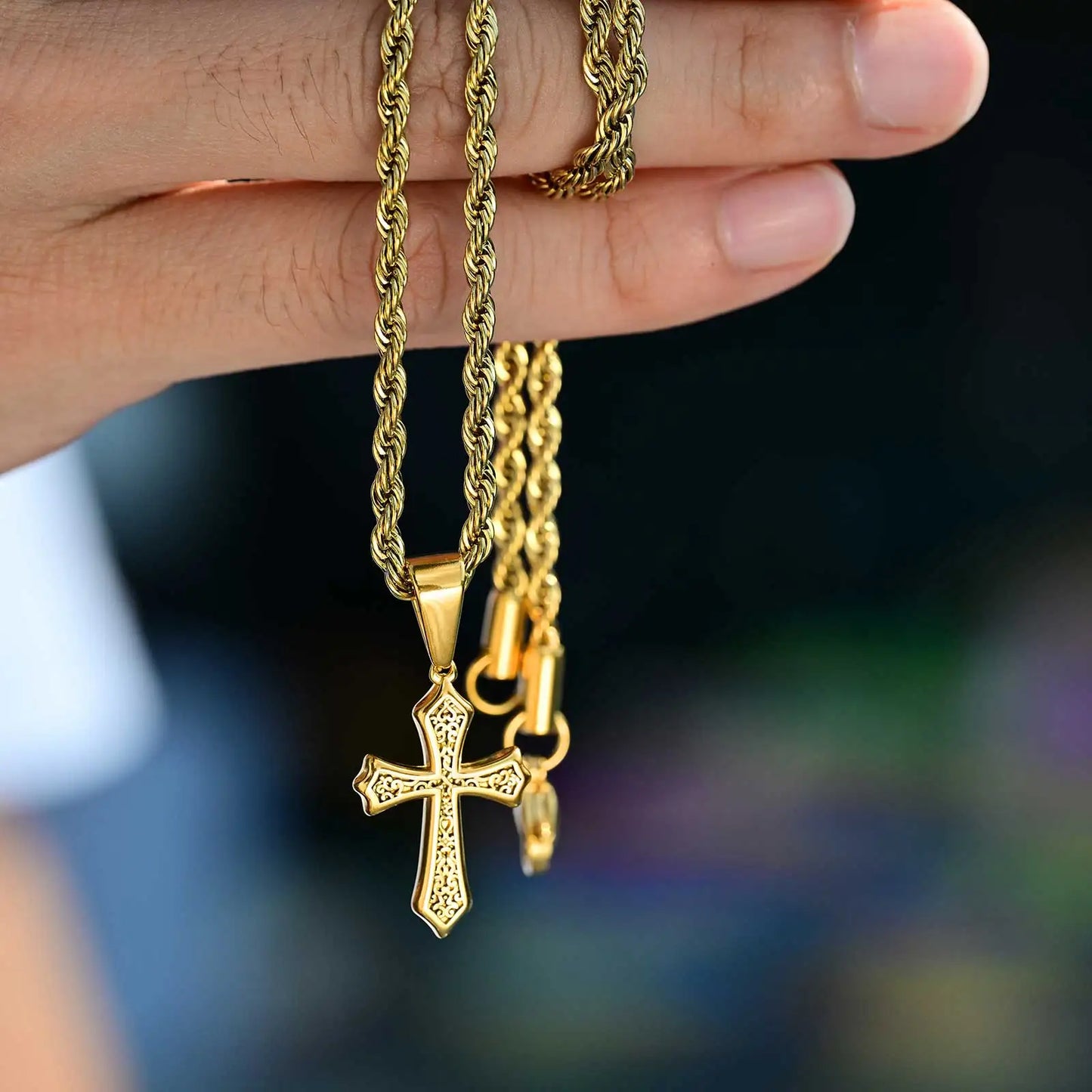 Stainless Steel Cross Pendant Necklace for Men | Retro Religious Faith Jewelry Gift