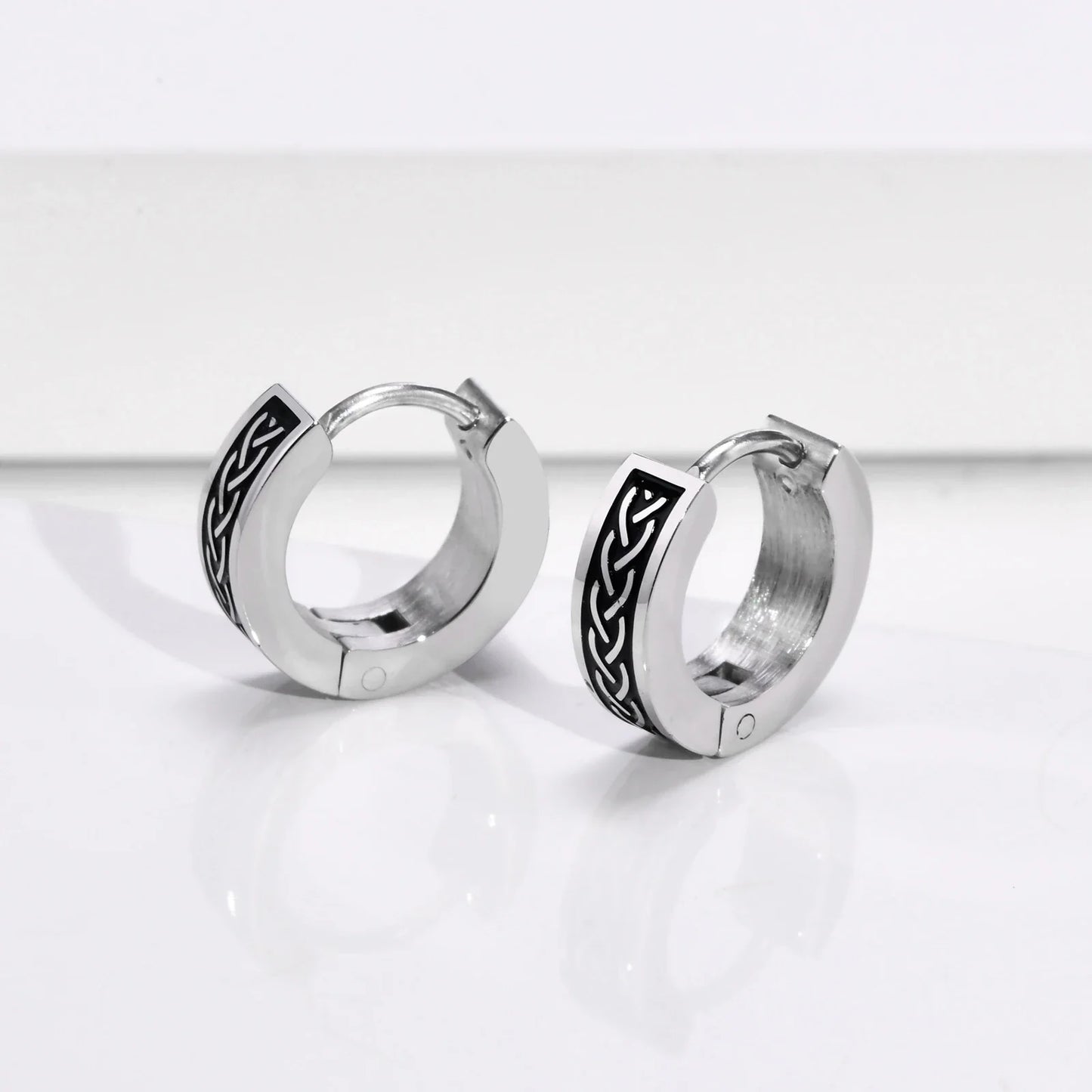 Mens Celtic Knot Hoop Earrings | Hypoallergenic Stainless Steel Huggie Earrings