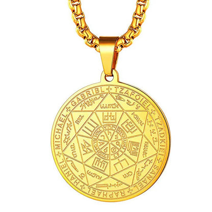 Seven Archangels Amulet Stainless Steel Necklace | Seal of Solomon Talisman Pendant