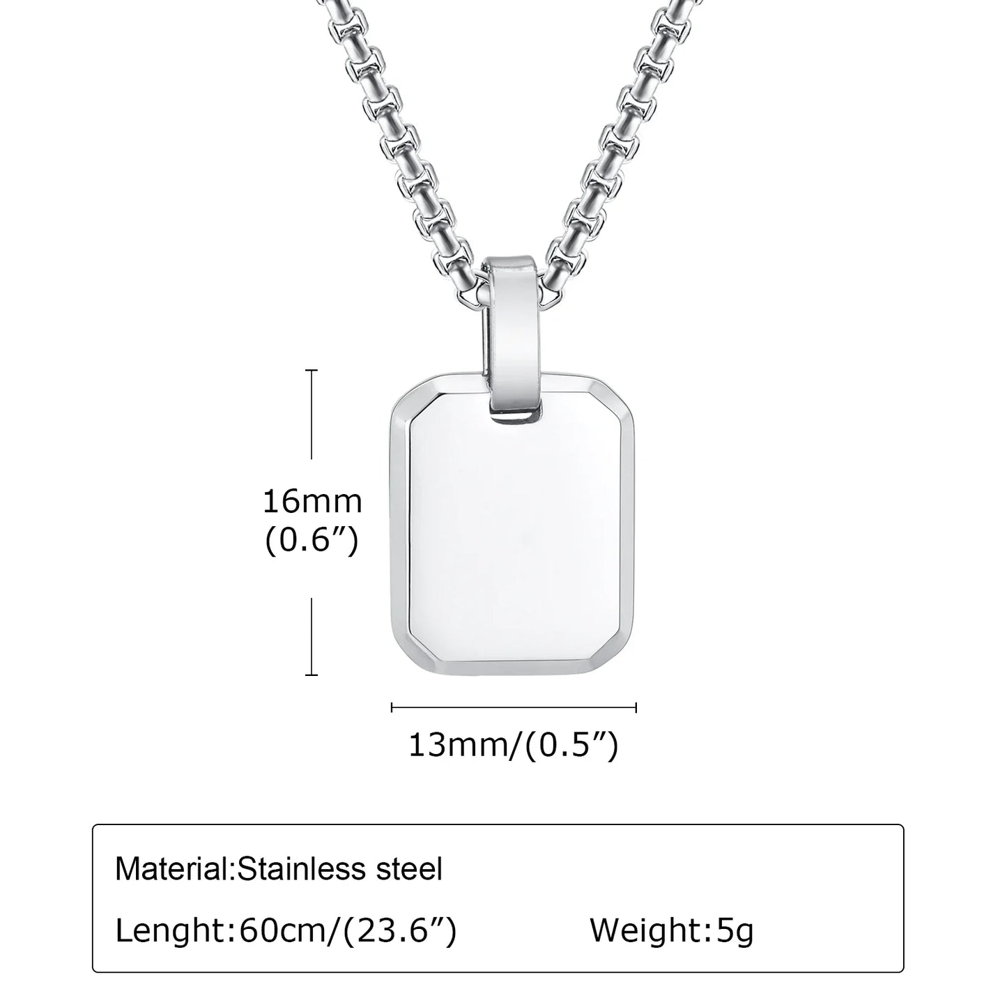 A-Z 26 Letters Stainless Steel Initials Necklace | Waterproof Square Pendant for Men