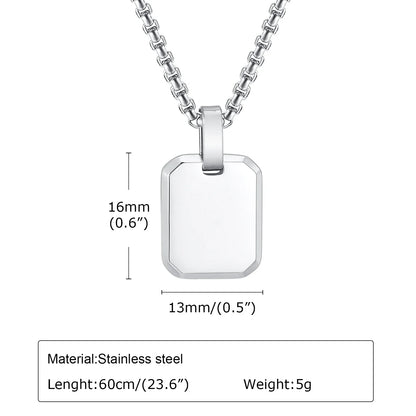 A-Z 26 Letters Stainless Steel Initials Necklace | Waterproof Square Pendant for Men