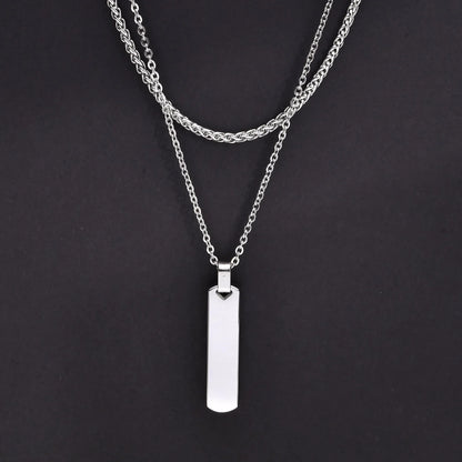 2pcs Vertical Layer Necklaces for Men | Waterproof Stainless Steel Cuban Chain Collar