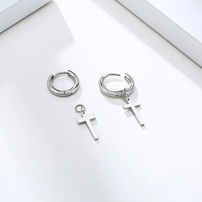 Stainless Steel Cross Earrings for Men | Durable Stud Earrings with Christian Cross Charm