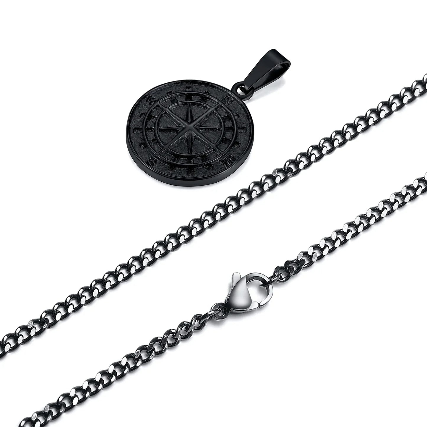 Gold Men's Compass Necklace | Vintage Viking North Star Anchor Stainless Steel Pendant
