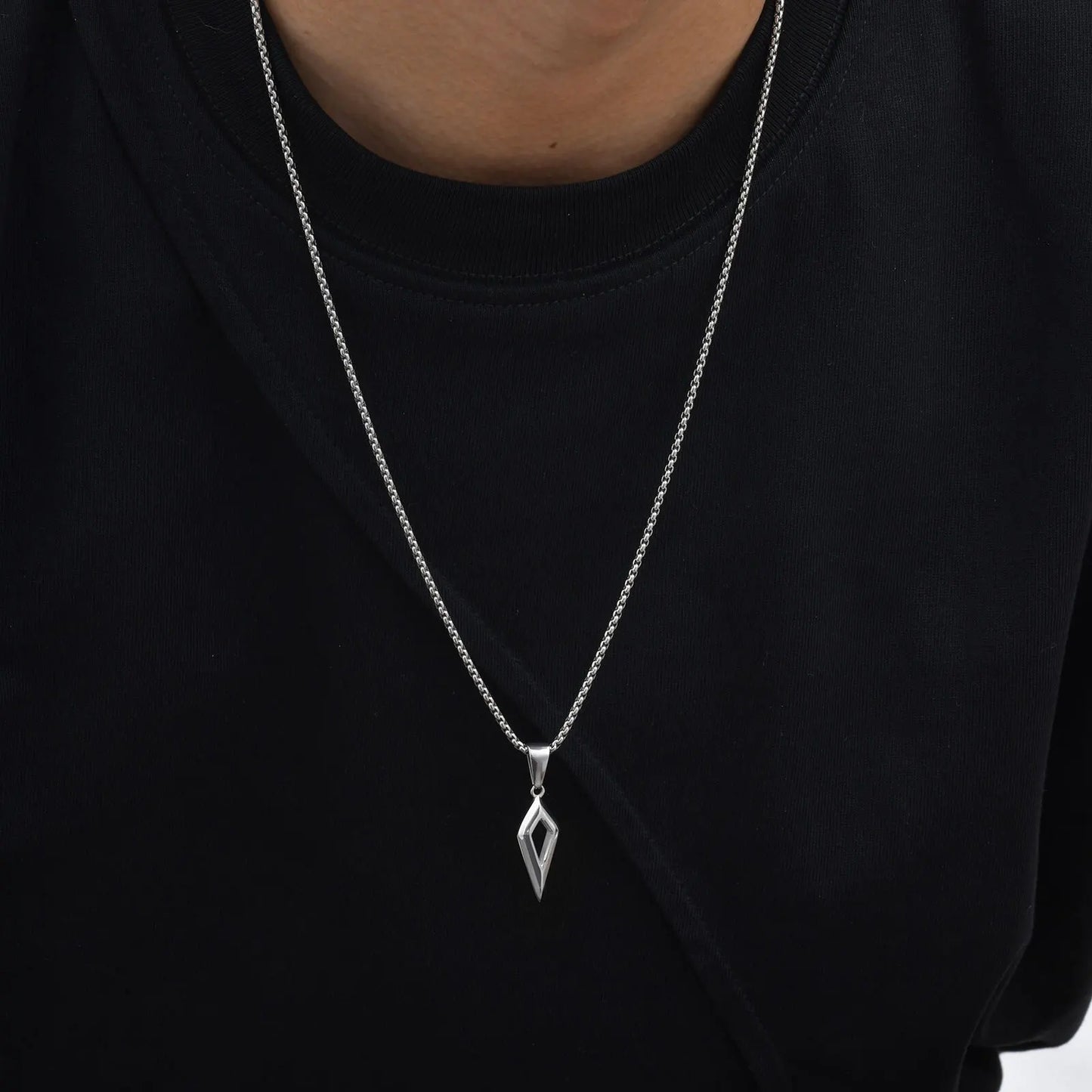 Stainless Steel Four-pointed Star Pendant Necklace | Geometric Collar Jewelry for Men