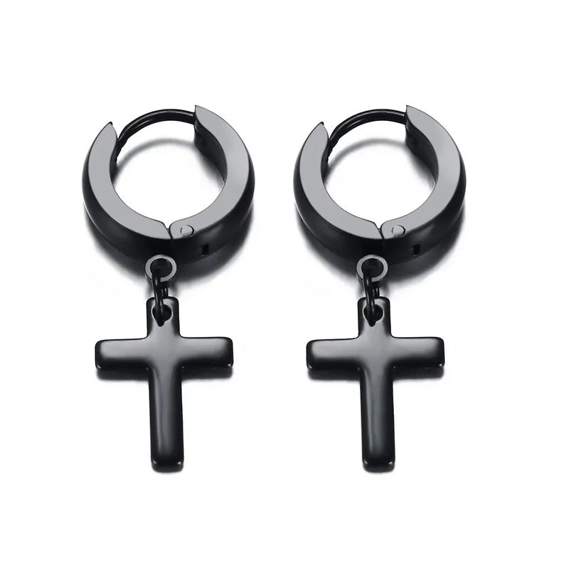 Stainless Steel Cross Earrings for Men | Durable Stud Earrings with Christian Cross Charm