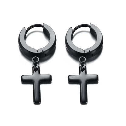 Stainless Steel Cross Earrings for Men | Durable Stud Earrings with Christian Cross Charm