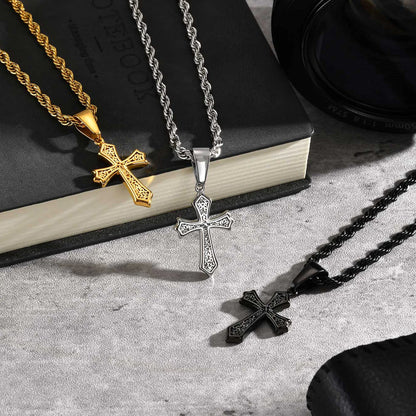 Hiphop Cross Necklace for Men Women | Stainless Steel Cross Charm Trendy Jewelry Gift