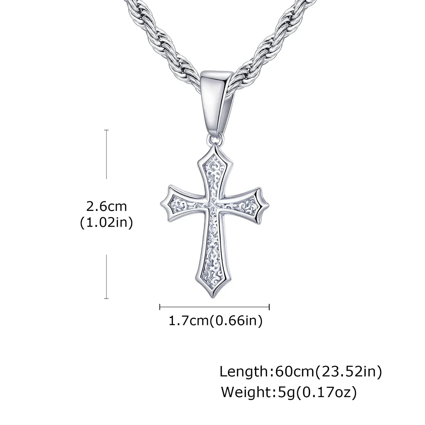Stainless Steel Cross Pendant Necklace for Men | Retro Religious Faith Jewelry Gift