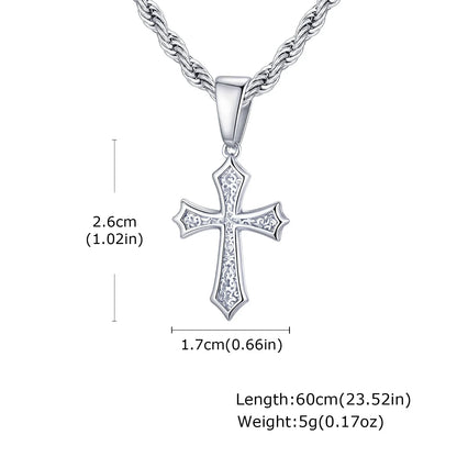 Stainless Steel Cross Pendant Necklace for Men | Retro Religious Faith Jewelry Gift