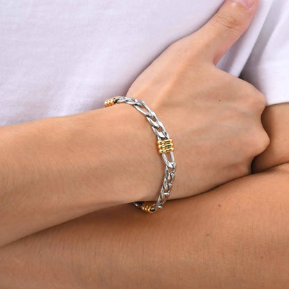 Vnox Men's Stainless Steel Rope Chain Bracelet with Tube Charms | Trendy Cuban Link Wristband