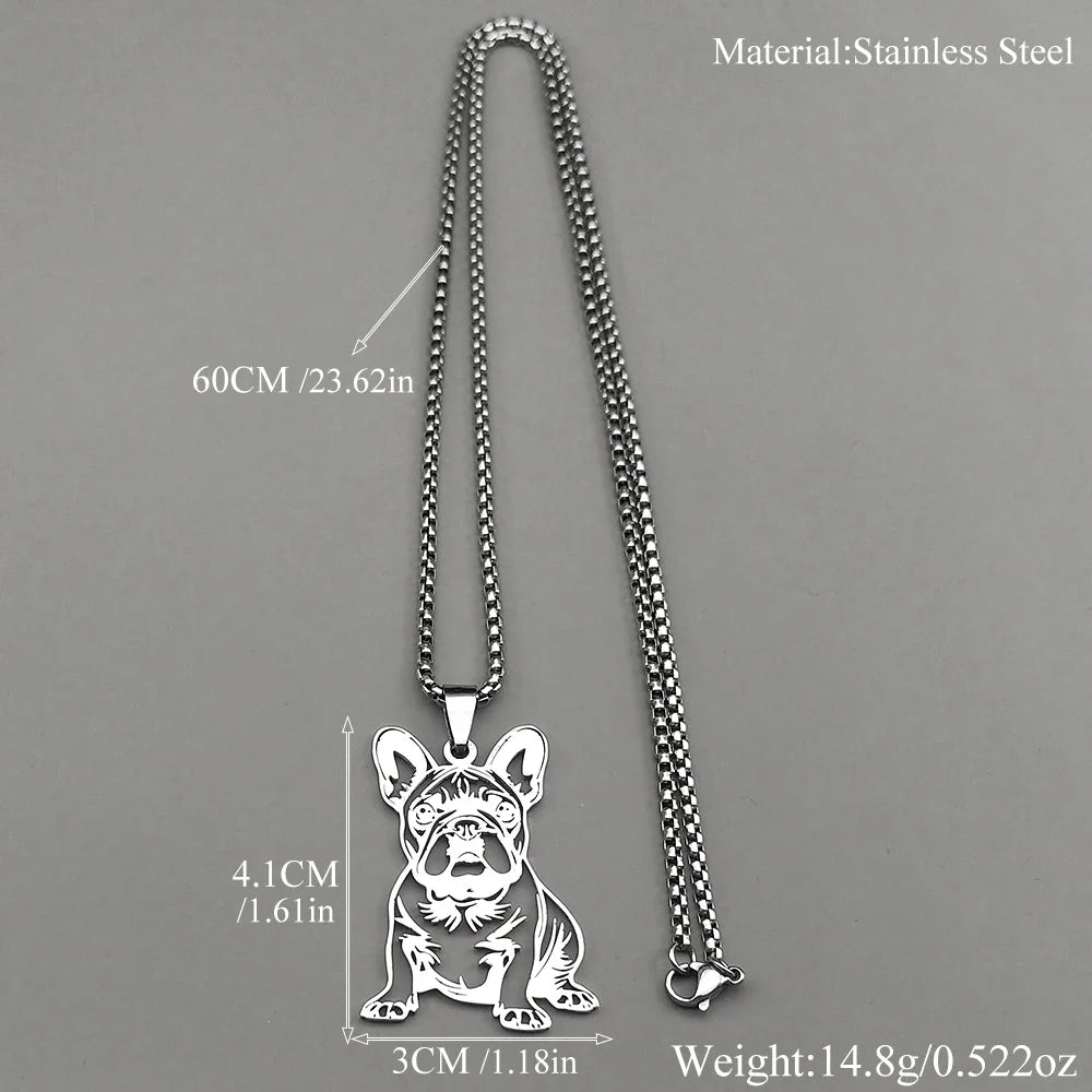 French Bulldog Pendant Necklace | Stainless Steel Dog Jewelry for  Men
