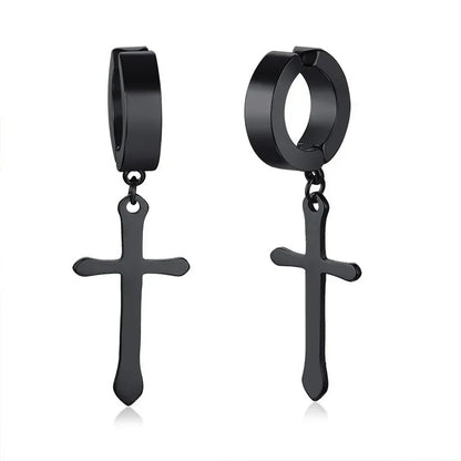 Stainless Steel Cross Earrings for Men | Durable Stud Earrings with Christian Cross Charm