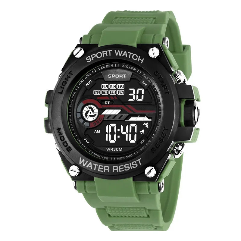 Men's Sports Watch WR30M Water Resistant | Large Digital LED Military Style