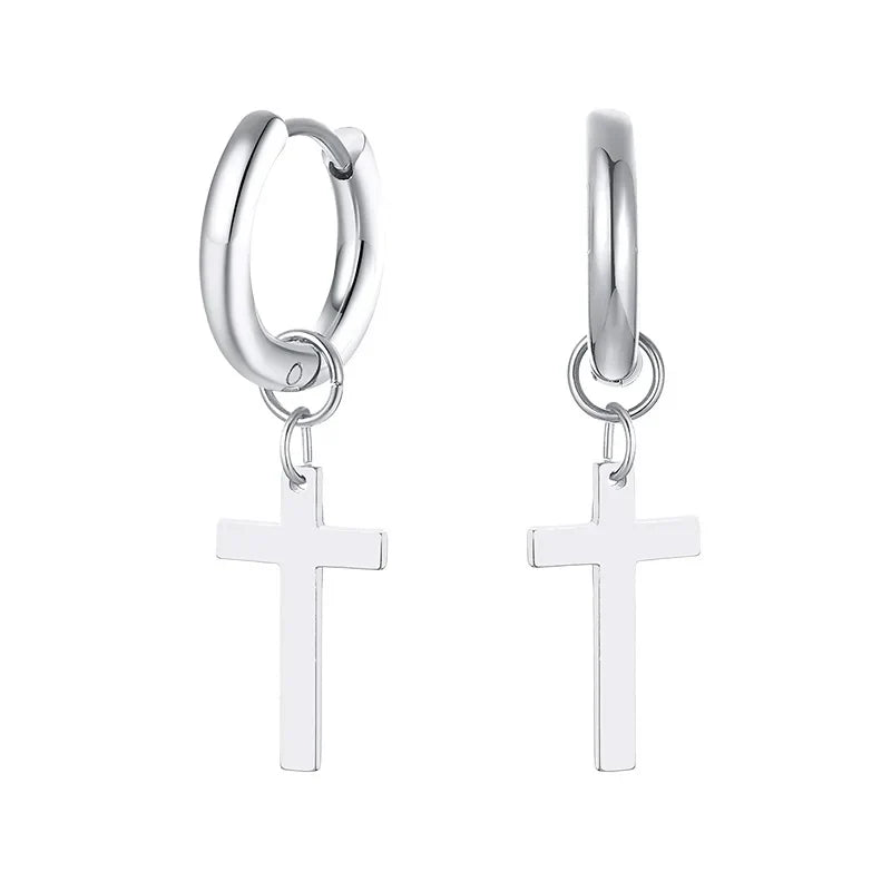 Stainless Steel Cross Earrings for Men | Durable Stud Earrings with Christian Cross Charm