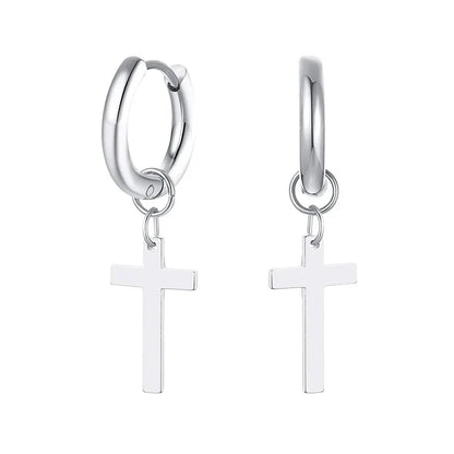 Stainless Steel Cross Earrings for Men | Durable Stud Earrings with Christian Cross Charm