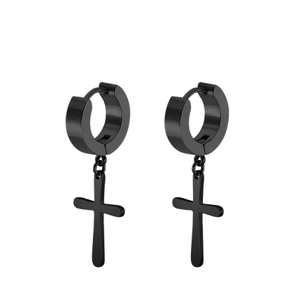 2pc Stainless Steel Cross Earrings Set | Gothic Punk Huggies for Men