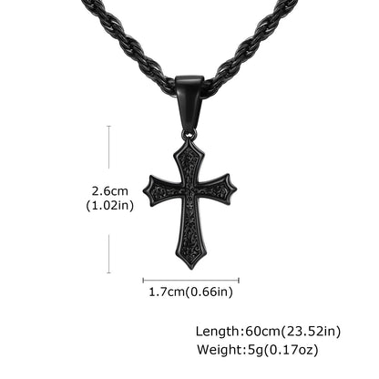Stainless Steel Cross Pendant Necklace for Men | Retro Religious Faith Jewelry Gift