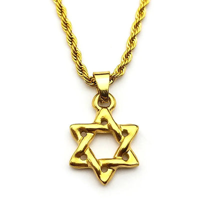Magen David Star Necklace | Stainless Steel Gold Pendant Jewelry for Men and Women