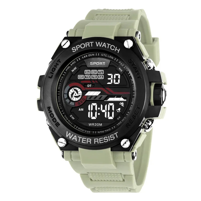 Men's Sports Watch WR30M Water Resistant | Large Digital LED Military Style