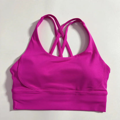 Solid Color Women Cross  Fitness sport Bra soft high strength Tight Top Comprehensive Training Gym Yoga Underwear With Chest Pad