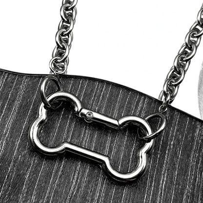 Punk Dog Bone Pendant Necklace | Stainless Steel Silver Goth Choker
