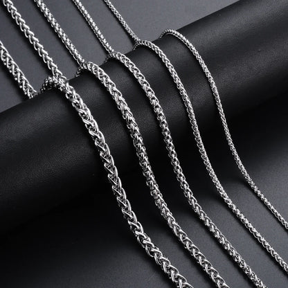 Stainless Steel Keel Link Chain Necklace | Braided Wheat Chain for Men