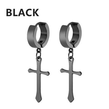 2pc Stainless Steel Cross Earrings Set | Gothic Punk Huggies for Men