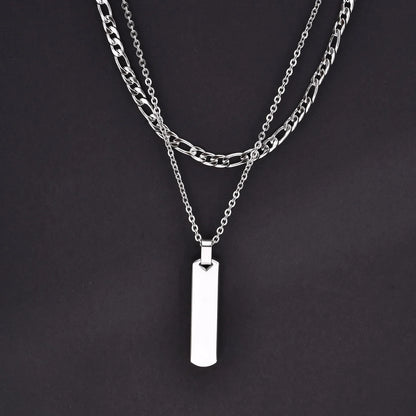 2pcs Vertical Layer Necklaces for Men | Waterproof Stainless Steel Cuban Chain Collar