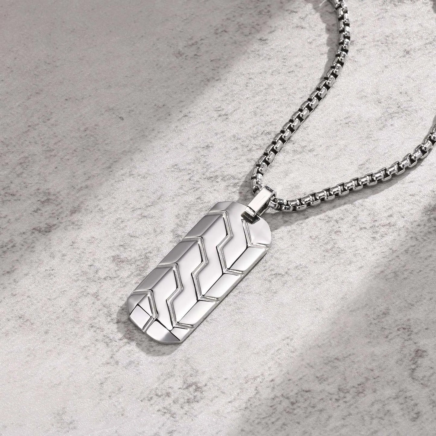 Small Dog Tag Pendant Necklace | Military Style Stainless Steel Gift for Men