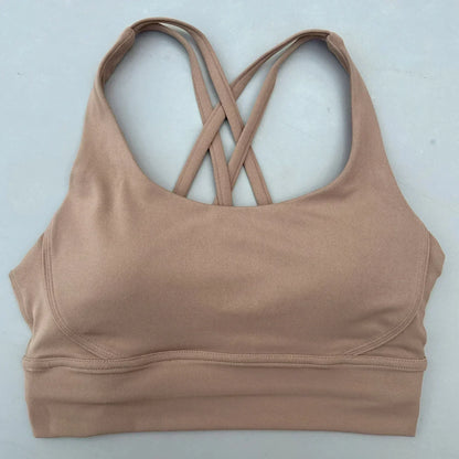 Solid Color Women Cross  Fitness sport Bra soft high strength Tight Top Comprehensive Training Gym Yoga Underwear With Chest Pad