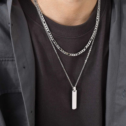 2pcs Vertical Layer Necklaces for Men | Waterproof Stainless Steel Cuban Chain Collar