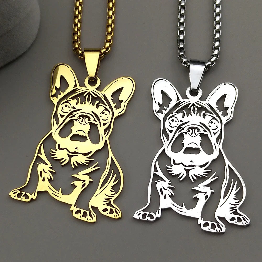 French Bulldog Pendant Necklace | Stainless Steel Dog Jewelry for  Men