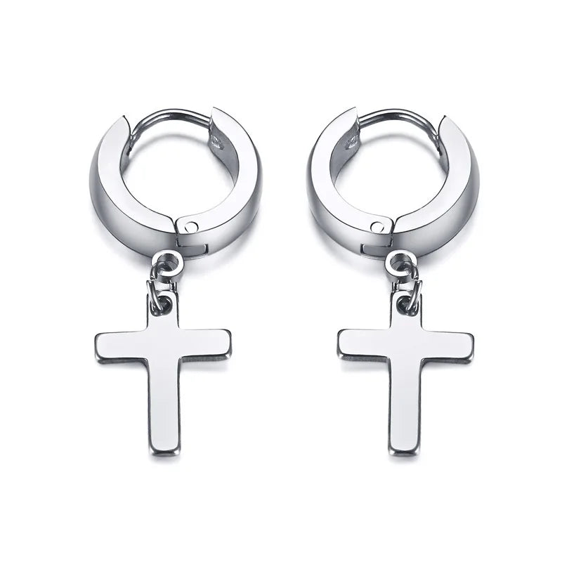 Stainless Steel Cross Earrings for Men | Durable Stud Earrings with Christian Cross Charm