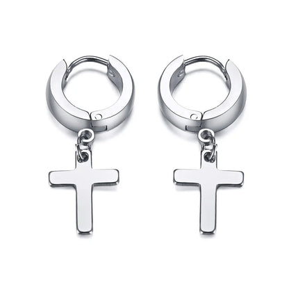 Stainless Steel Cross Earrings for Men | Durable Stud Earrings with Christian Cross Charm