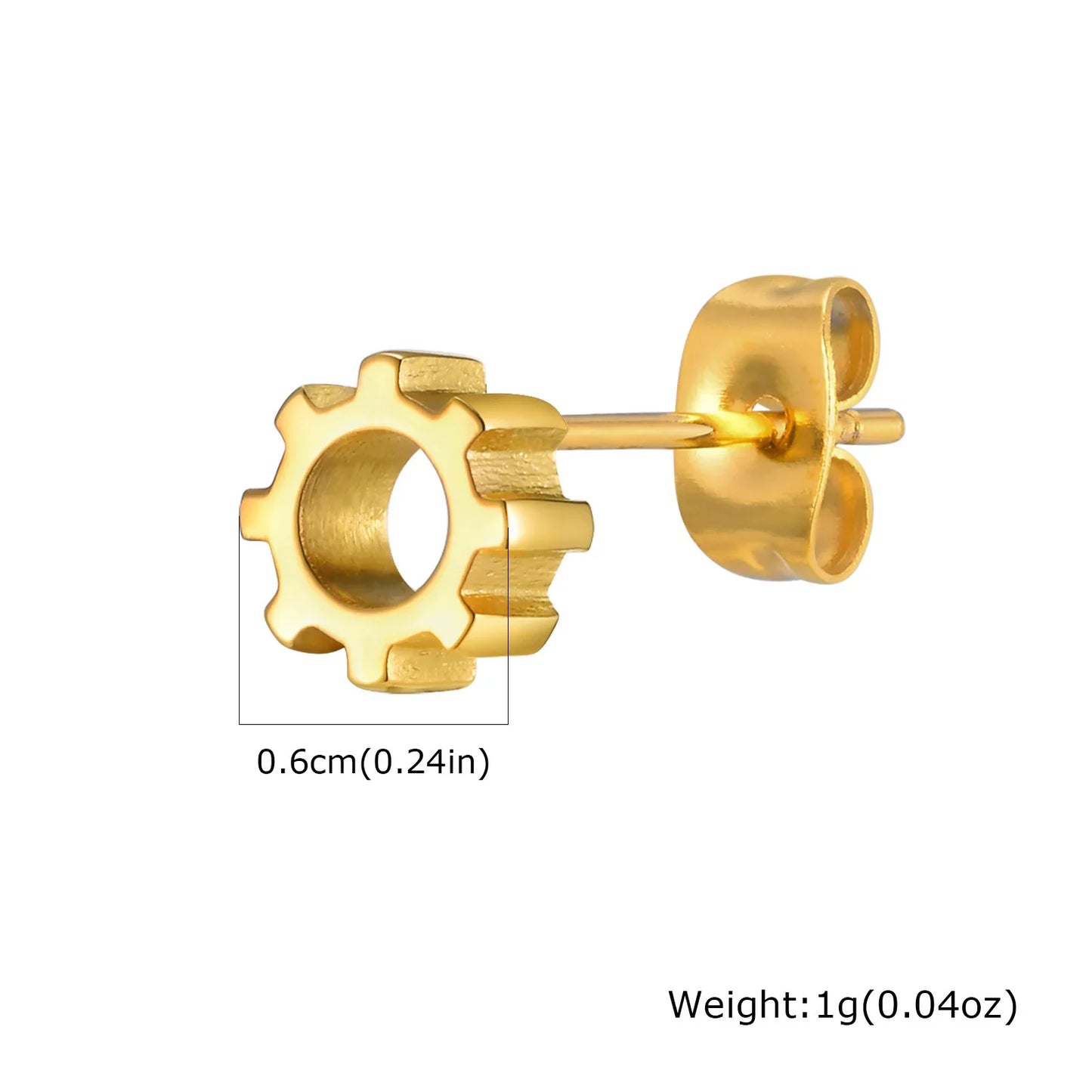 Gold Stud Earrings for Men | Hypoallergenic Stainless Steel Hip Hop Jewelry