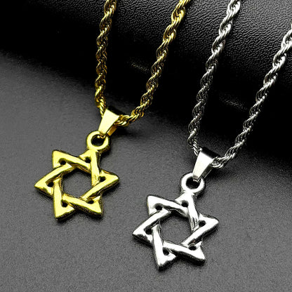 Magen David Star Necklace | Stainless Steel Gold Pendant Jewelry for Men and Women