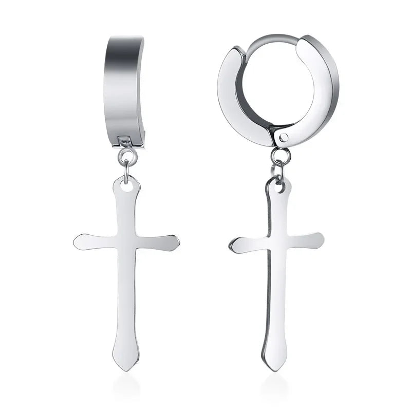 Stainless Steel Cross Earrings for Men | Durable Stud Earrings with Christian Cross Charm