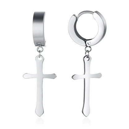 Stainless Steel Cross Earrings for Men | Durable Stud Earrings with Christian Cross Charm