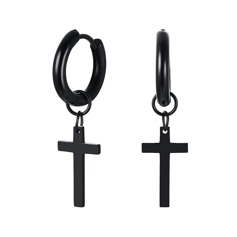 Stainless Steel Cross Earrings for Men | Durable Stud Earrings with Christian Cross Charm