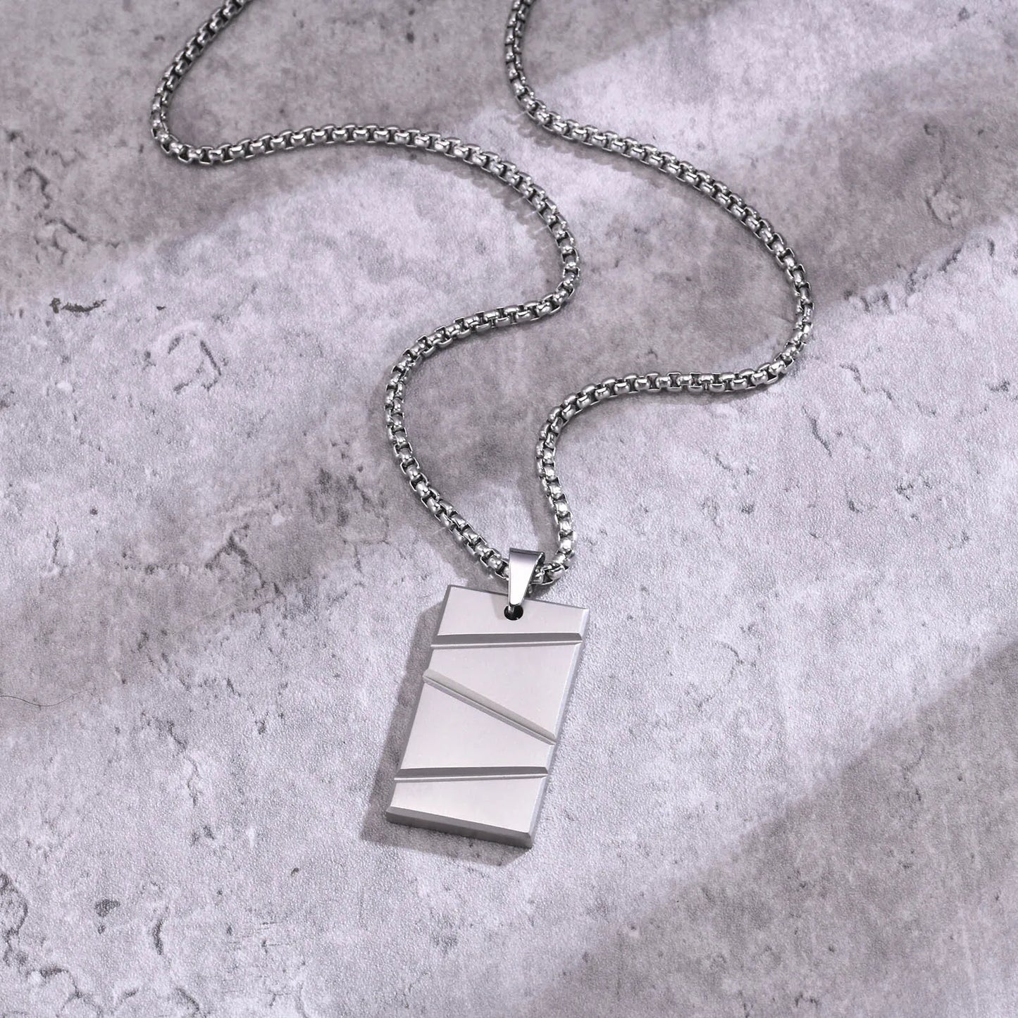 Small Dog Tag Pendant Necklace | Military Style Stainless Steel Gift for Men
