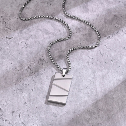 Small Dog Tag Pendant Necklace | Military Style Stainless Steel Gift for Men