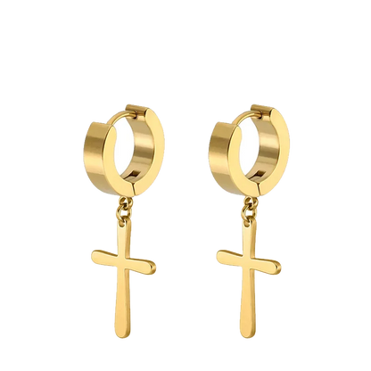 2pc Stainless Steel Cross Earrings Set | Gothic Punk Huggies for Men