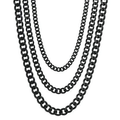 Stainless Steel Cuban Link Chain Necklace for Men | Punk Gold Black Silver